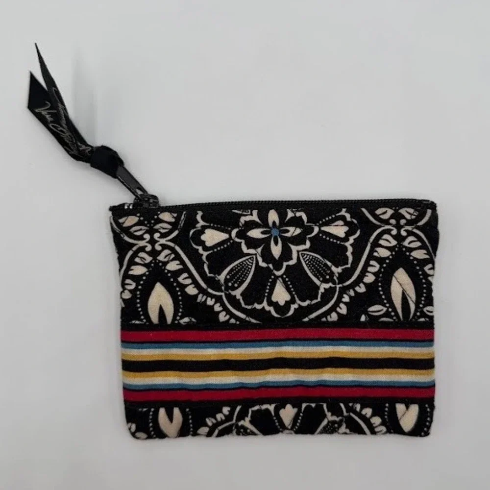 Vera Bradley Black and White Medallion Quilted Cotton Coin Purse Pouch